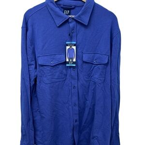 GAP Men's Blue Jacket or Long Sleeve Knit Button Down Shirt Size L